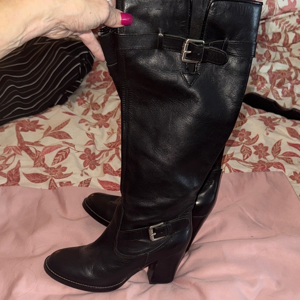 Michael Kors Black Leather Knee-High Boots - Picture 2 of 6
